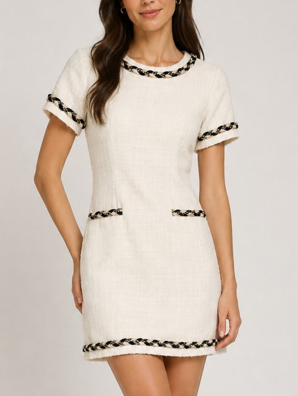 Karl Lagerfeld Classic Tweed Short Sleeve Dress